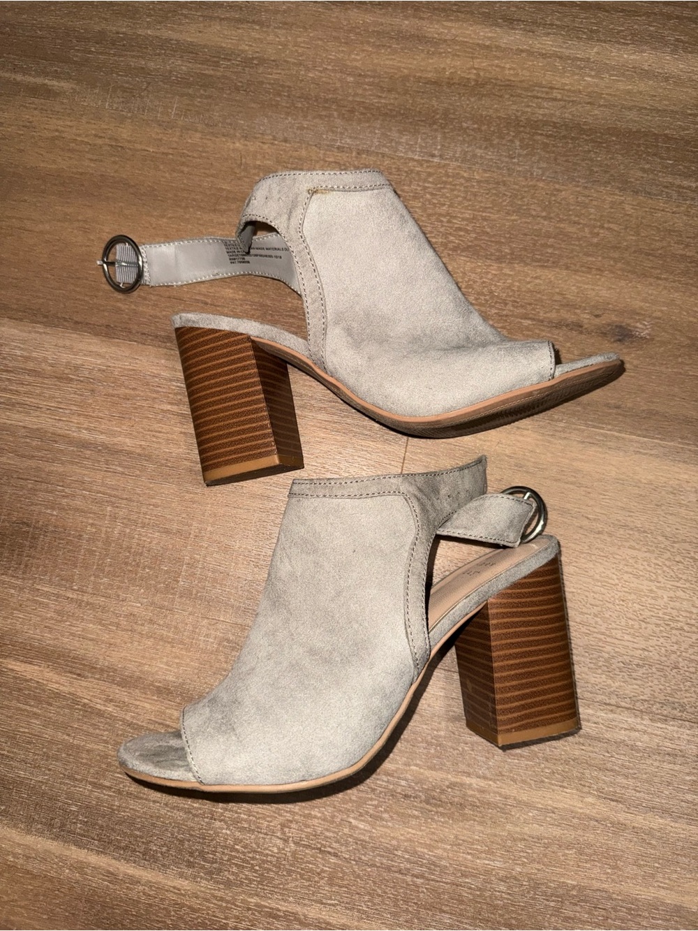a new day Light Gray Suede Open-Toe Block Heel Sandals